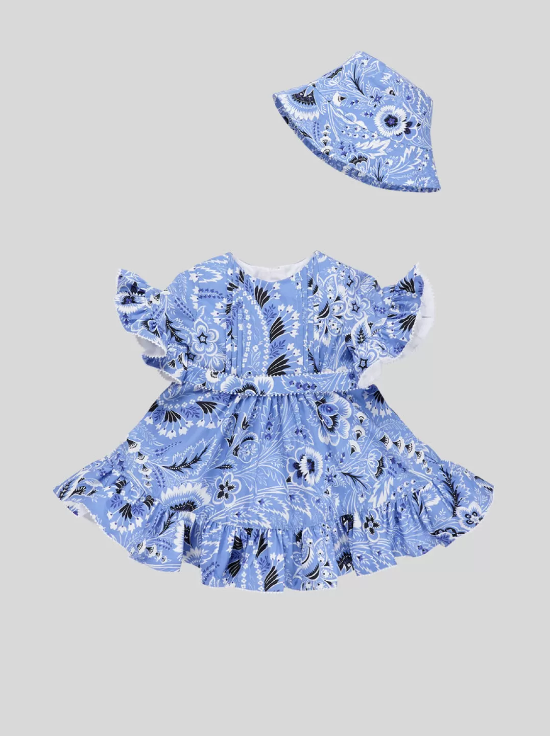 Cheap BABY SOLID-COLOUR PAISLEY DRESS WITH RUFFLE | Kids Baby Girl 12-36 months