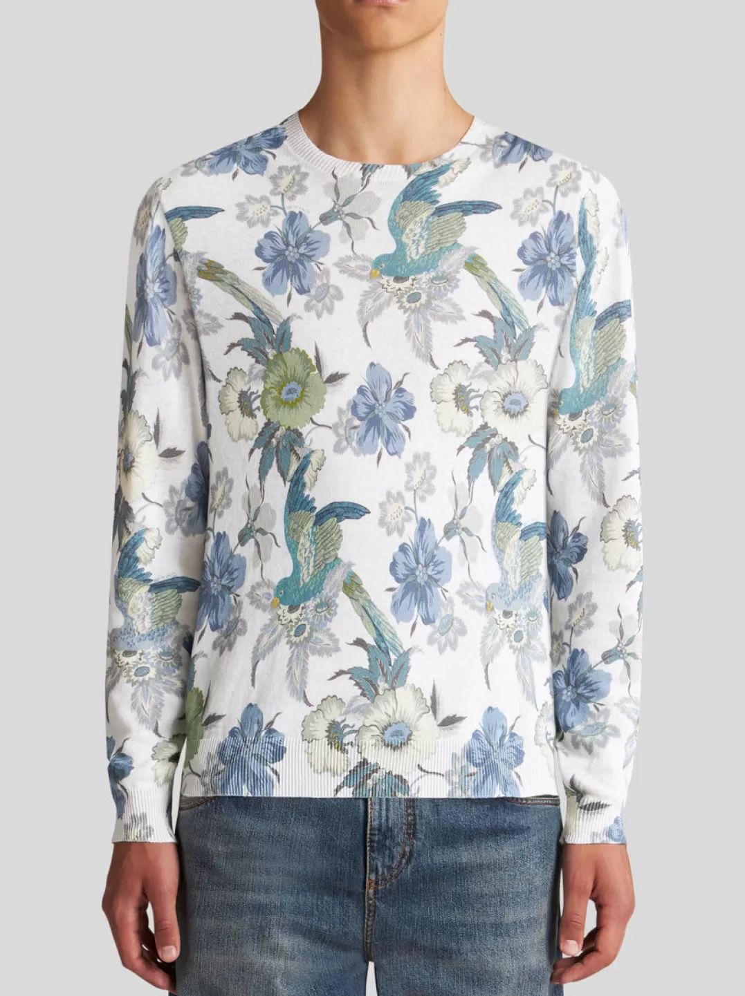 Shop COTTON AND LINEN FLORAL SWEATER | Knitwear