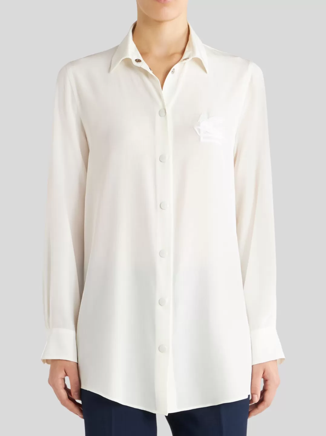 Outlet CRÊPE DE CHINE SHIRT WITH EMBROIDERED PEGASO | Women Shirts and Blouses