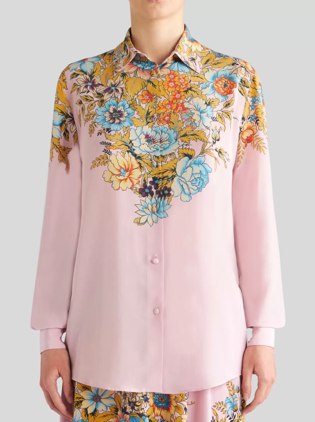 Shop Crepe De Chine Shirt With Placed Print | Women | | Women Shirts and Blouses