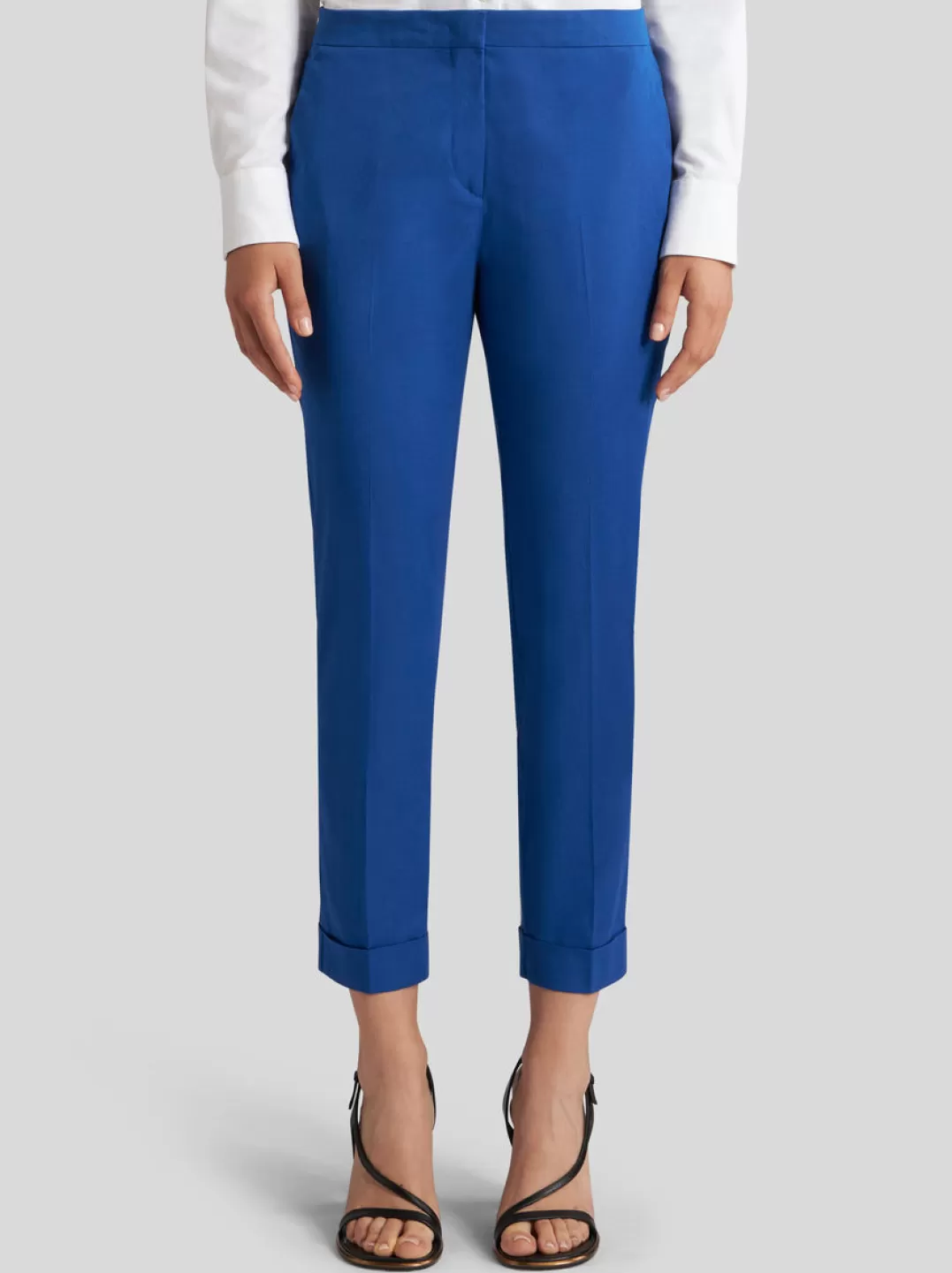 Outlet Cropped Stretch Fabric Trousers | Women | Electric | Women Trousers