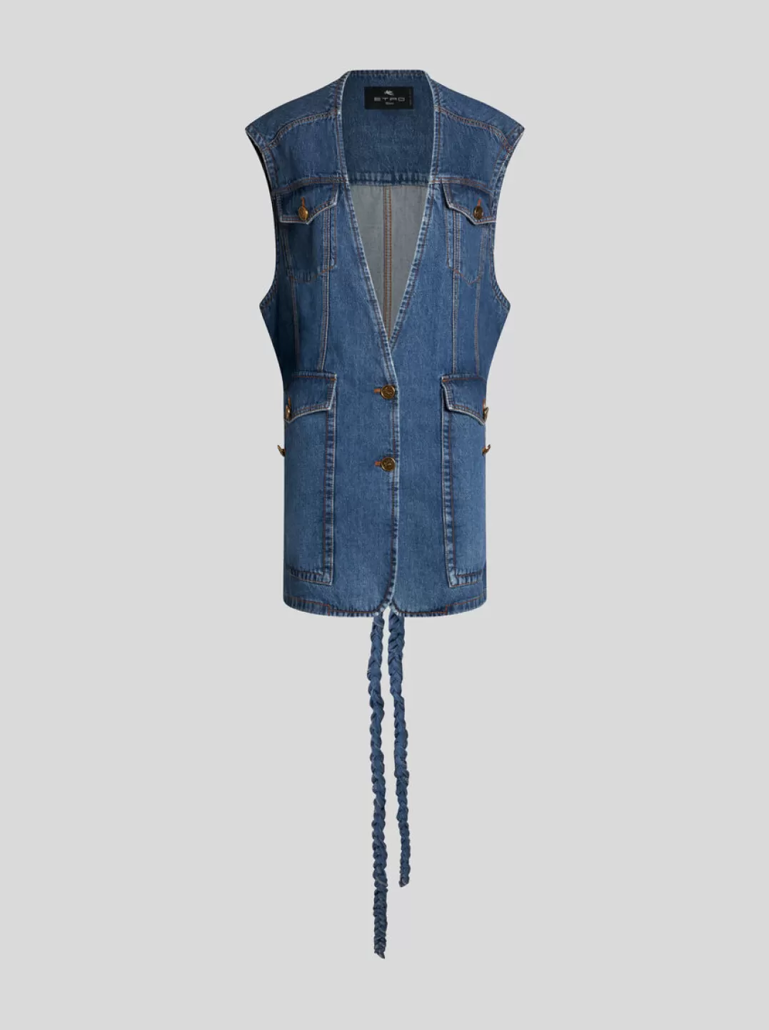 Outlet DENIM WAISTCOAT WITH BELT | Women Denim