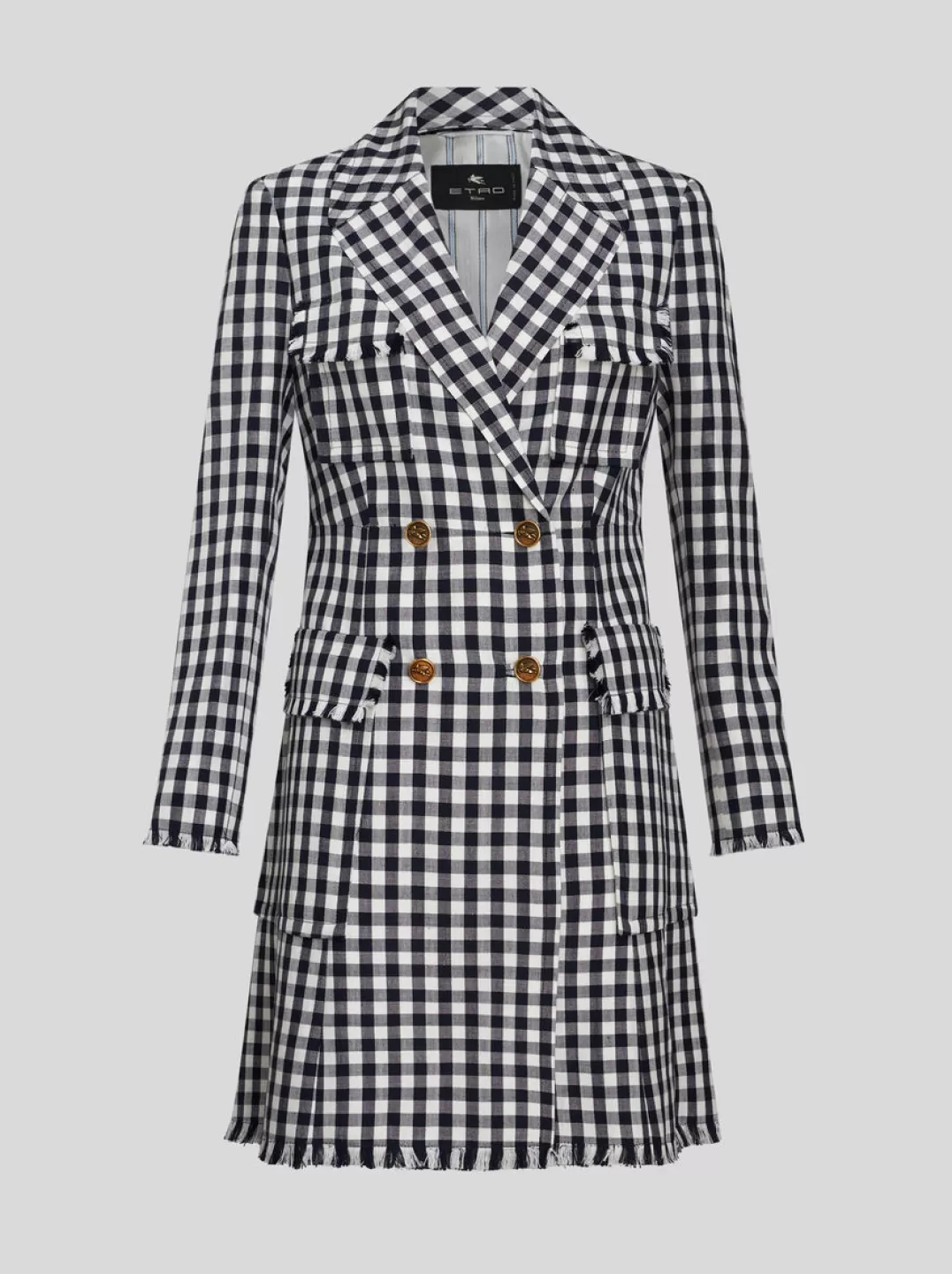 Best DOUBLE-BREASTED GINGHAM FABRIC COAT | Women Coats and Outerwear