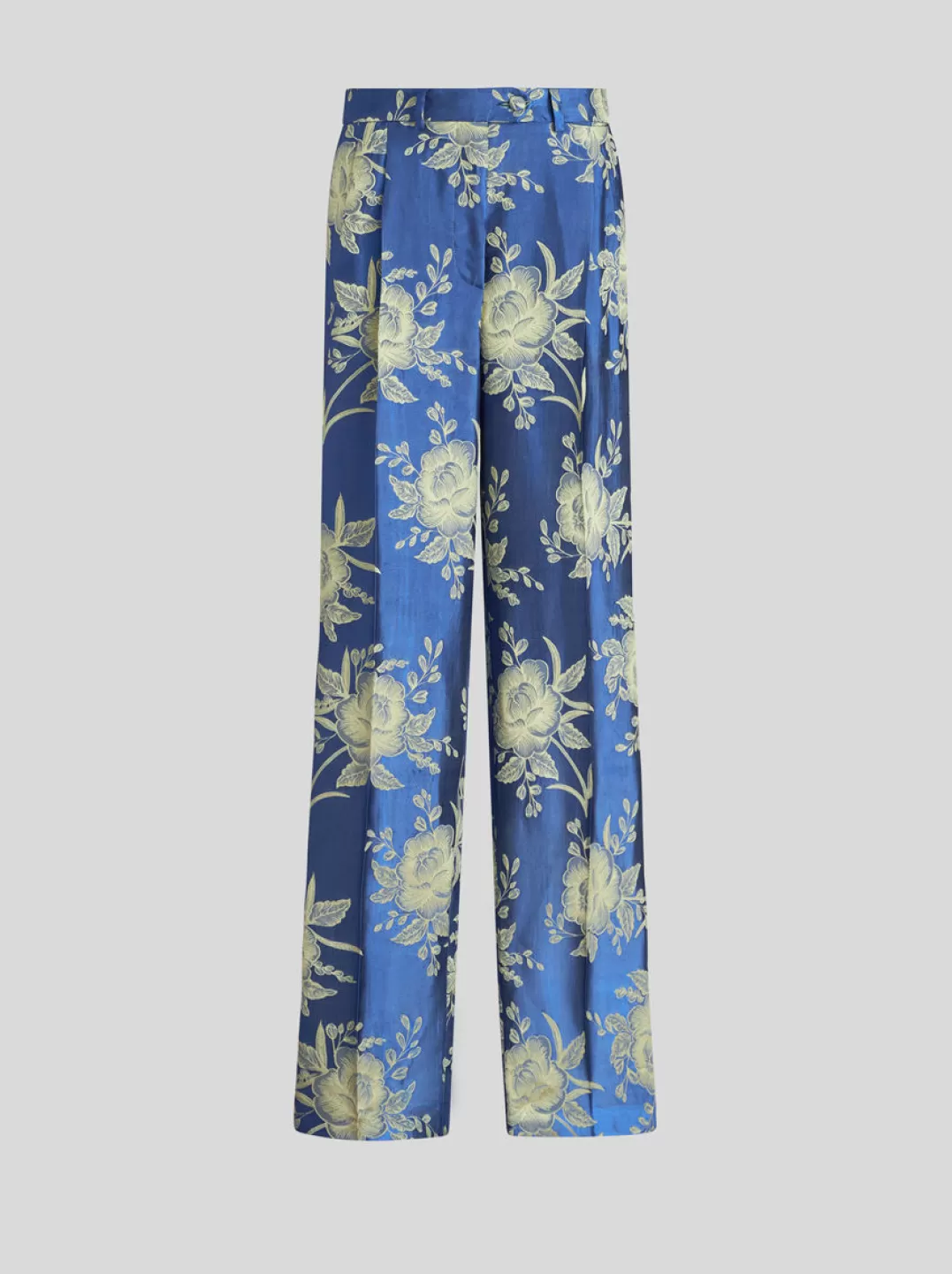 Fashion Floral Jacquard Trousers | Women | Blue | Women Trousers