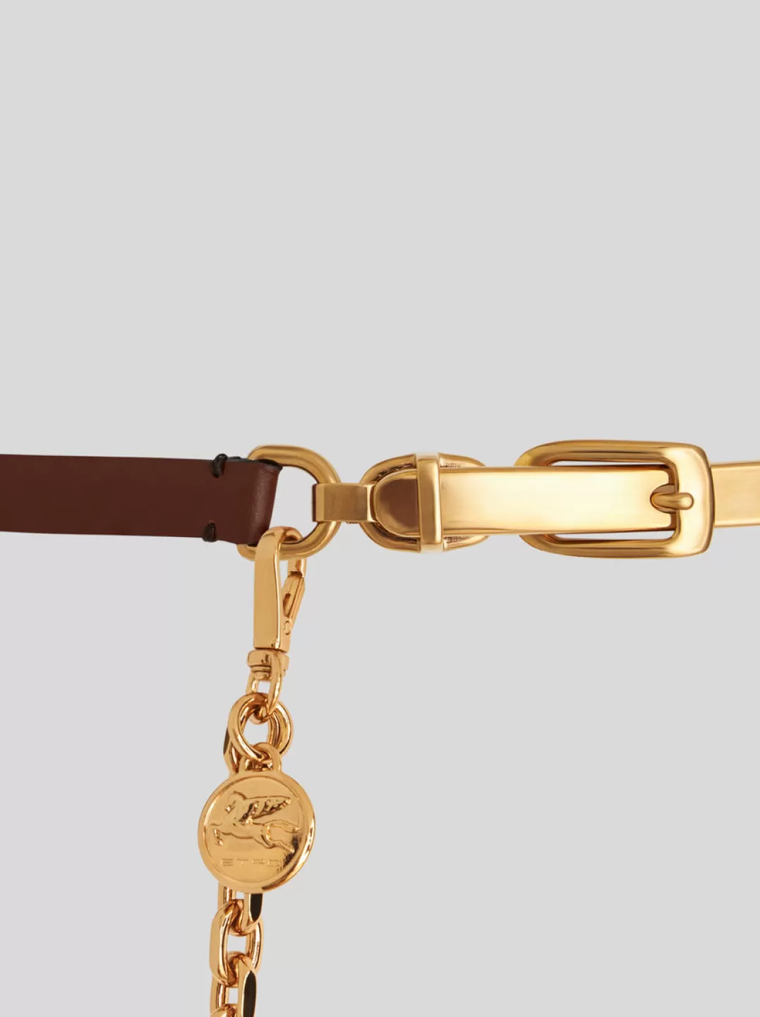 Shop LEATHER BELT WITH CHAIN AND MEDALLION | Women Belts