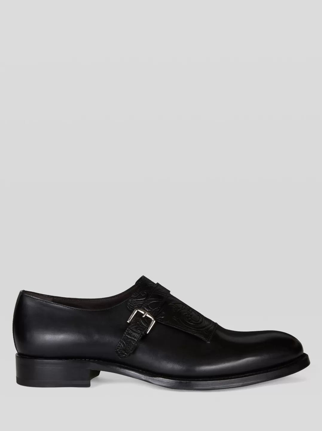 Fashion LEATHER MONK STRAPS WITH PAISLEY PATTERN | Lace-up Shoes