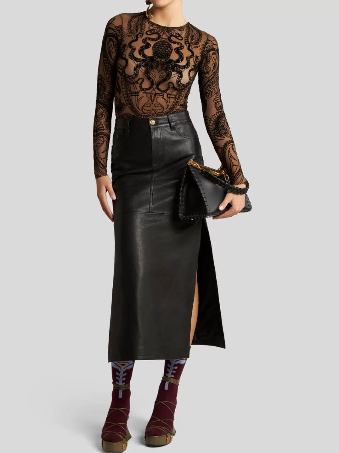 Cheap NAPPA LEATHER MIDI SKIRT | Women Skirts