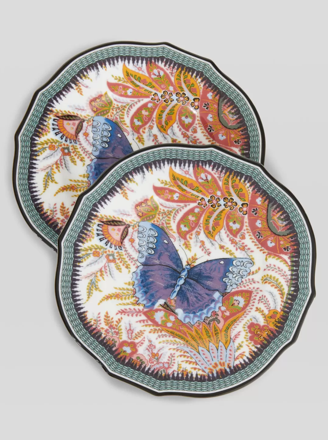 Best PAIR OF SIDE PLATES WITH BUTTERFLY | Ginori 1735 Capsule