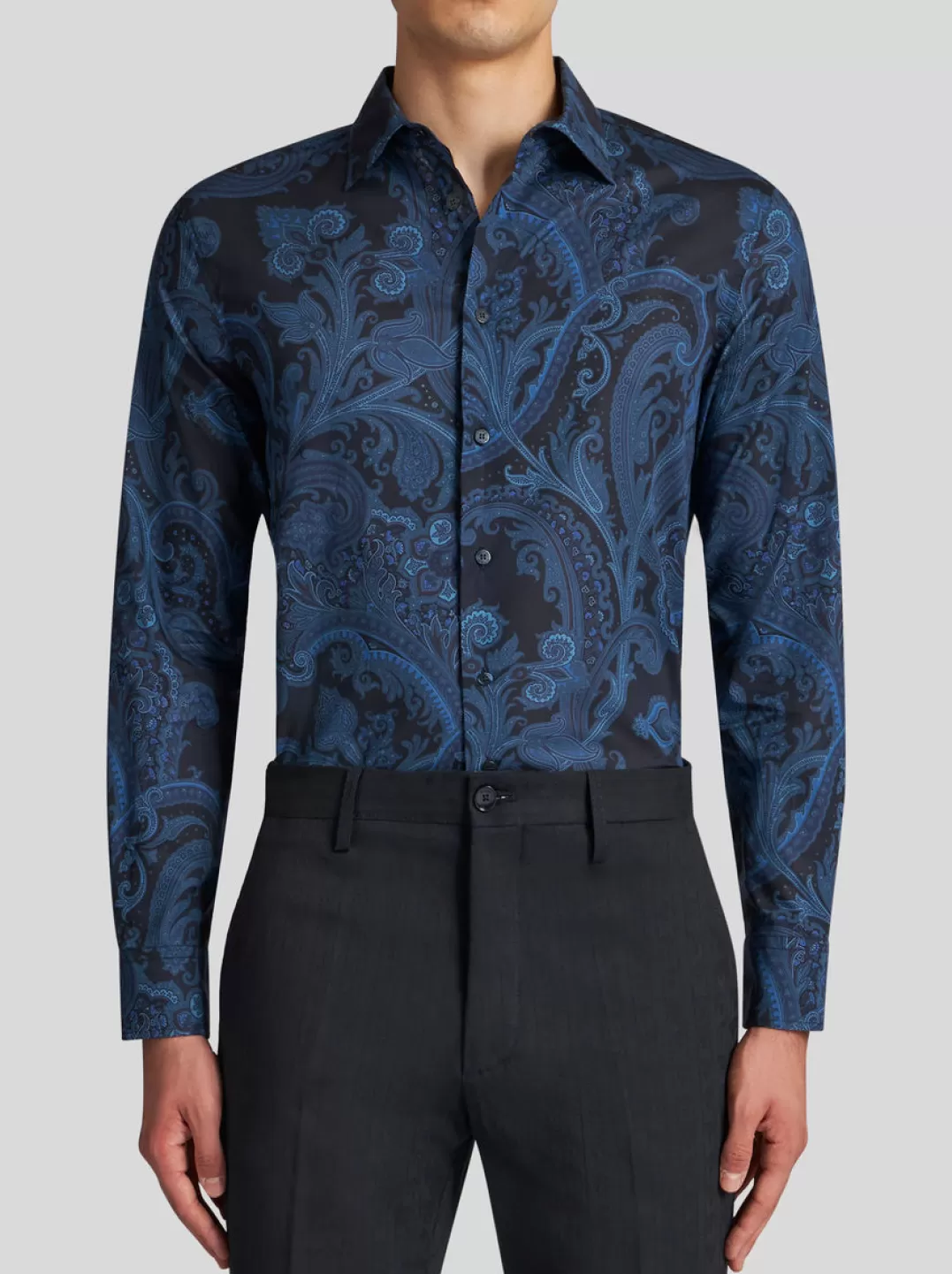 New Paisley Cotton Shirt | Men | Blue | Shirts