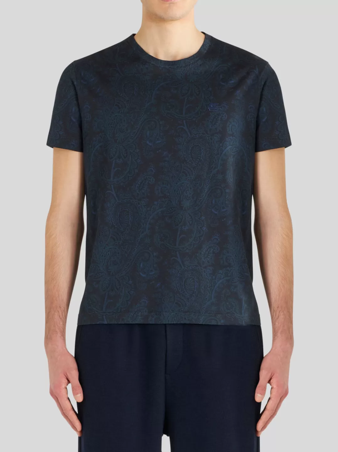 Outlet Paisley Cotton T-shirt | Men | Blue | T-shirts