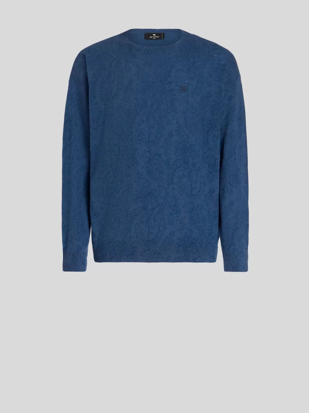 Clearance Paisley Jumper With Logo | Men | Blue | Knitwear