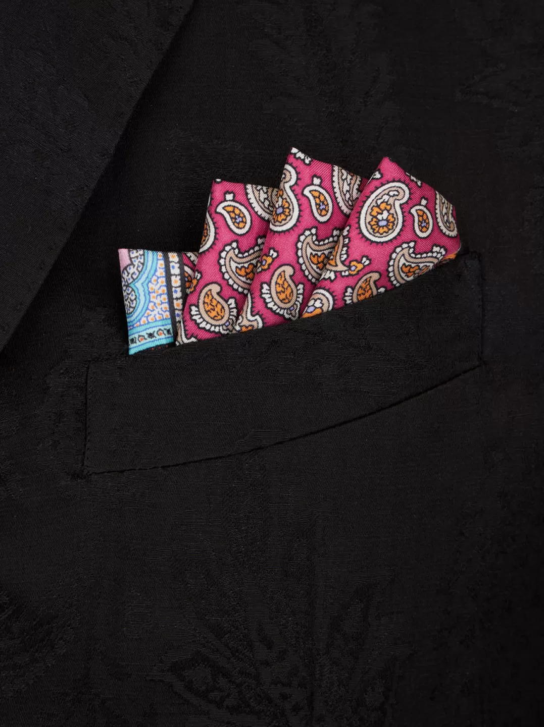 Outlet Paisley Silk Pocket Square With Colourful Border | Men | Ties and Pocket Squares