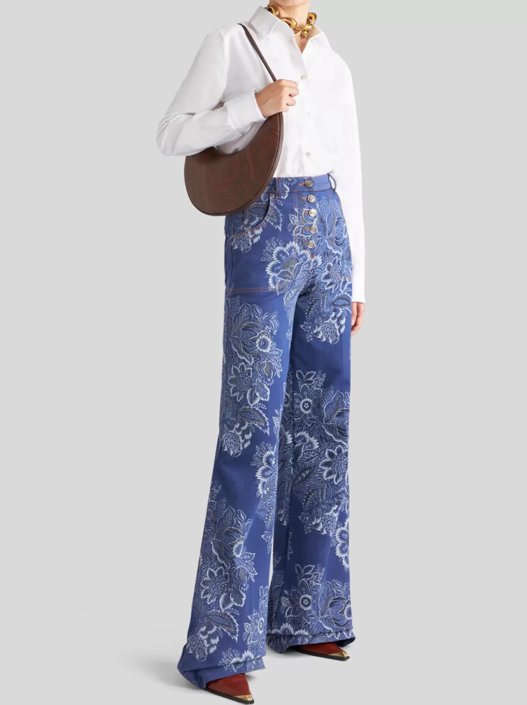 Store PRINTED FLARED JEANS | Women Denim | Trousers