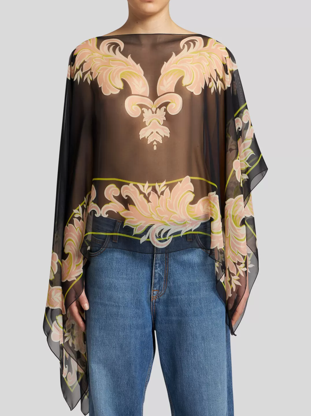 Online PRINTED SILK PONCHO | Women Tops