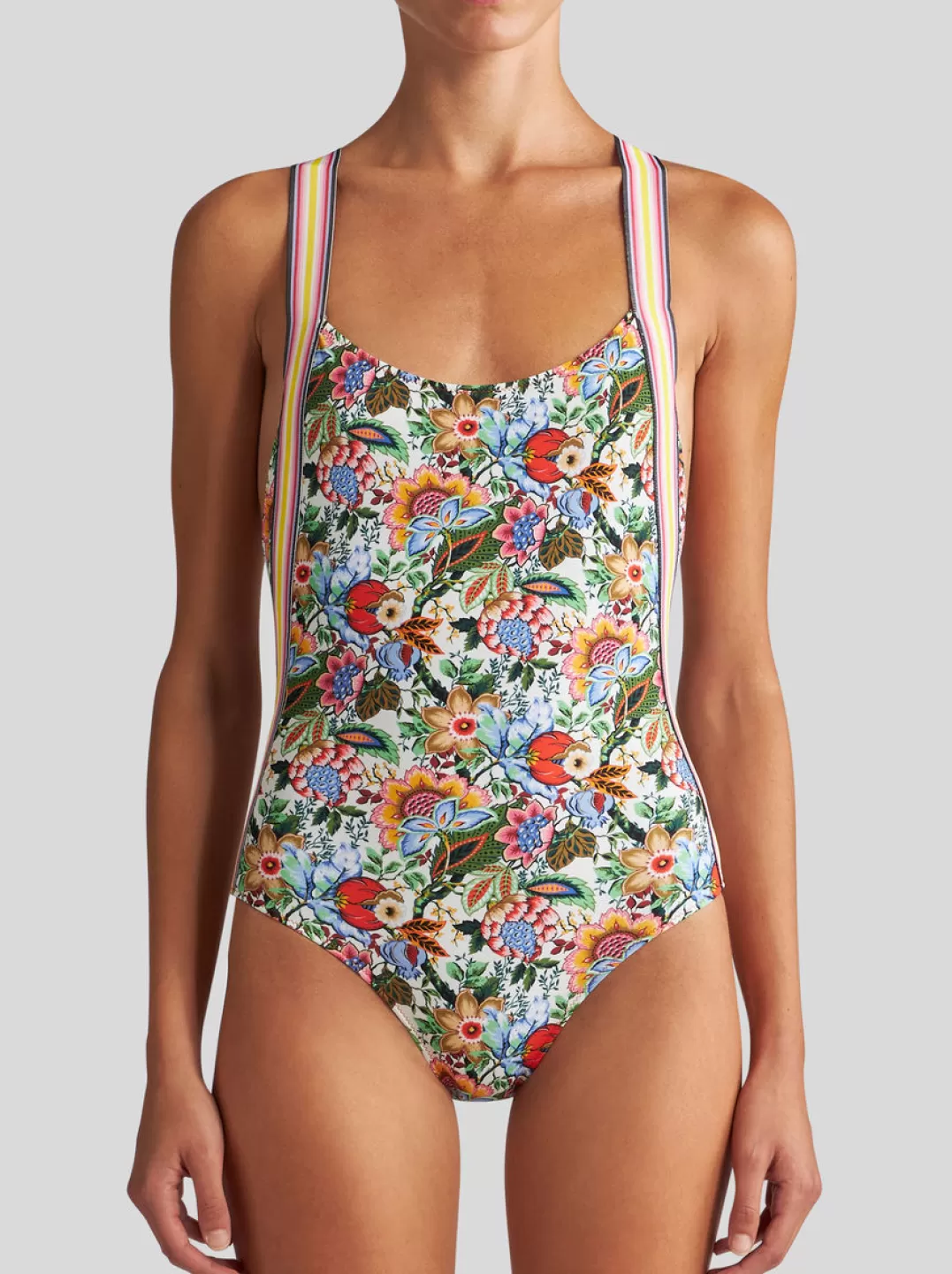 Sale PRINTED SWIMSUIT WITH CRISS-CROSSING SHOULDER STRAPS | Women Beachwear