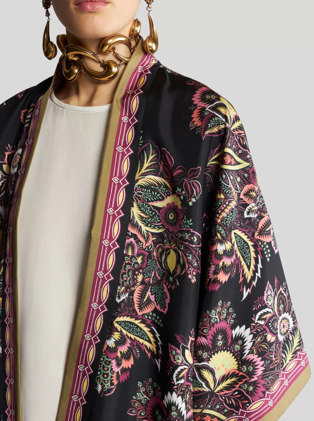 Fashion PRINTED TWILL KESA ROBE | Women Jackets | Capes and Ponchos