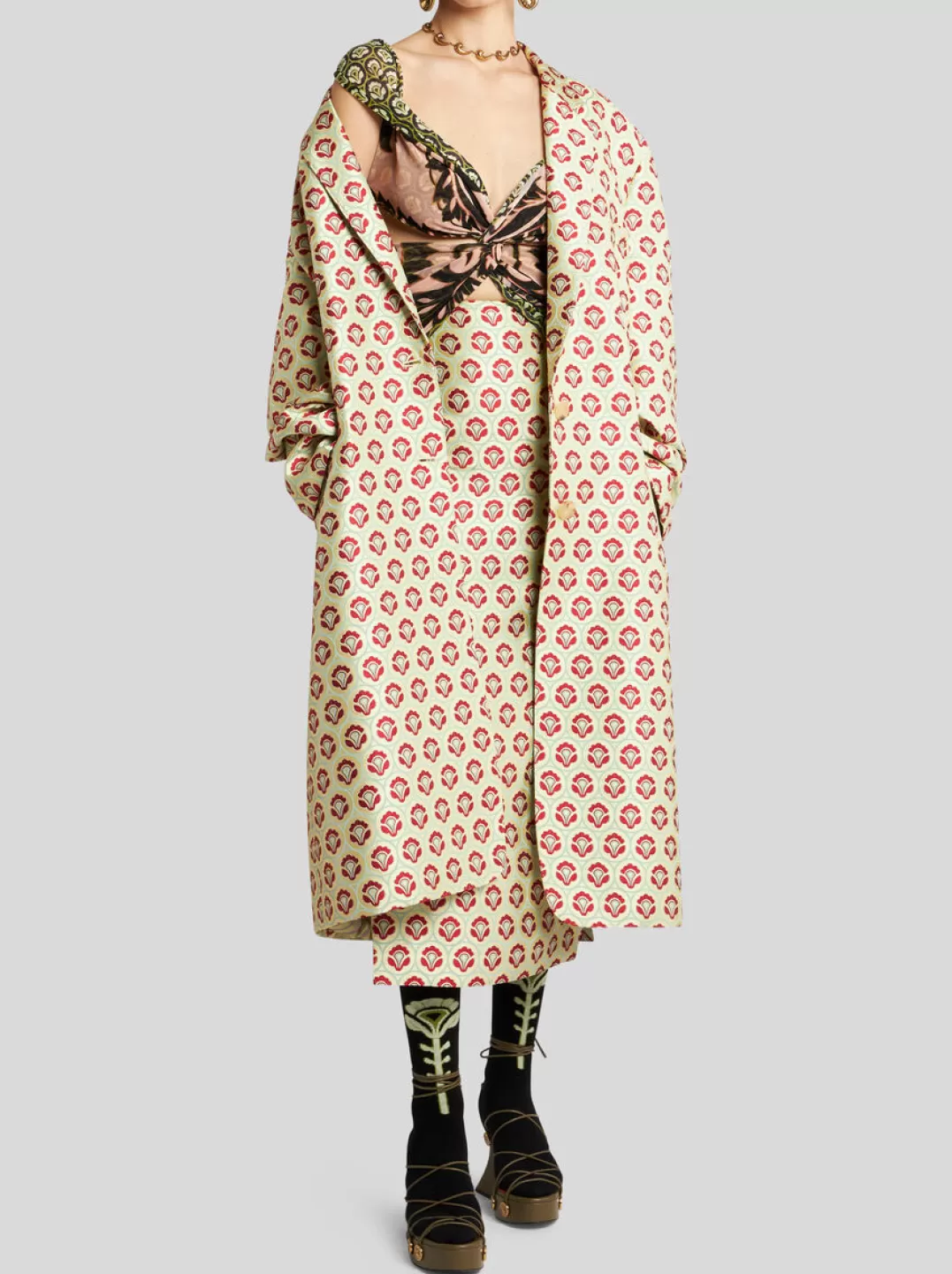 Sale SHINY JACQUARD DUSTER COAT | Women Coats and Outerwear