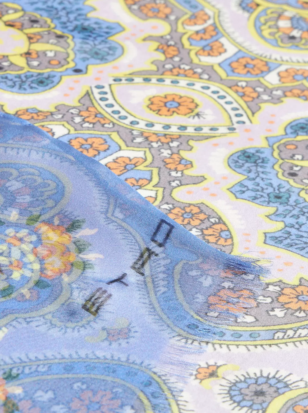 Best Sale Silk Scarf With Medallion Print | Women | Light Blue | Women Scarves and Silk