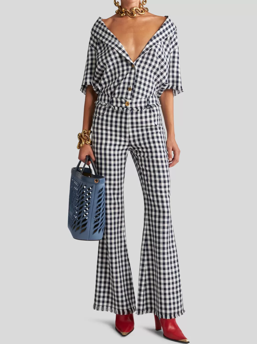 Cheap SLIM-FIT GINGHAM TROUSERS | Women Trousers