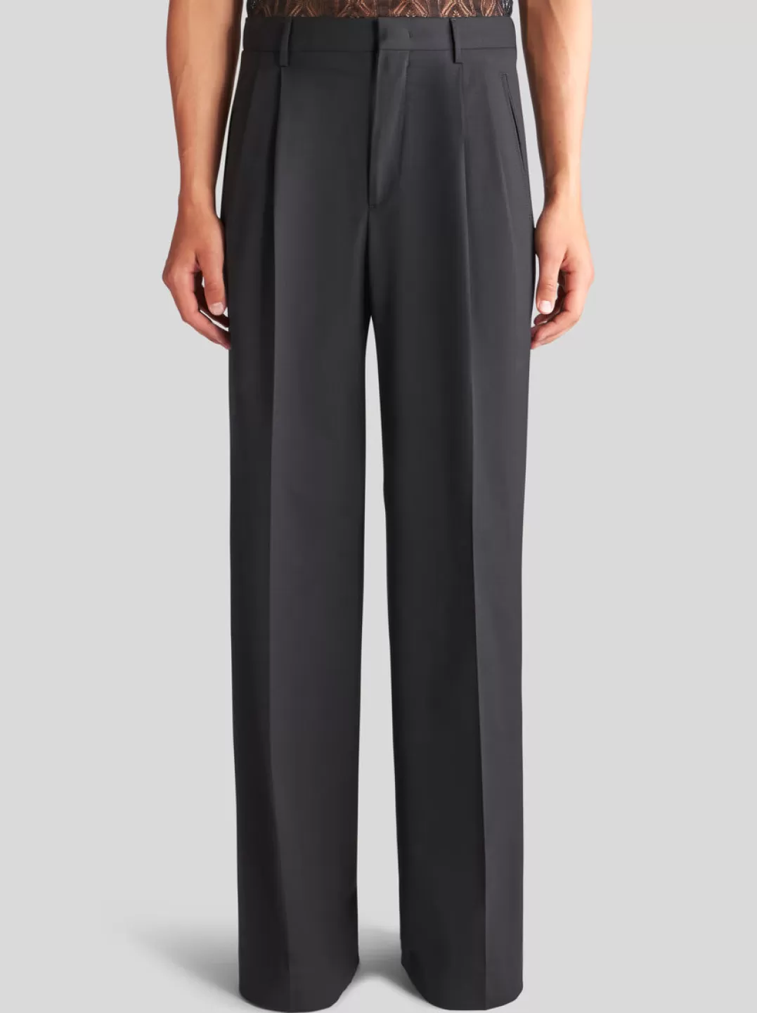 New STRETCH WOOL TROUSERS WITH PLEATS | Trousers