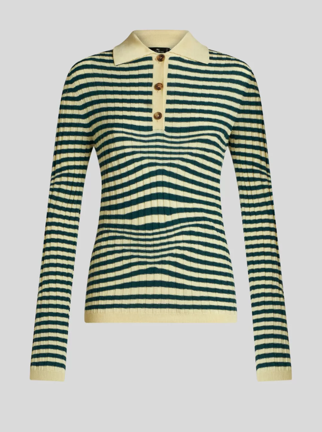 Clearance STRIPED KNIT POLO SHIRT | Women Knitwear