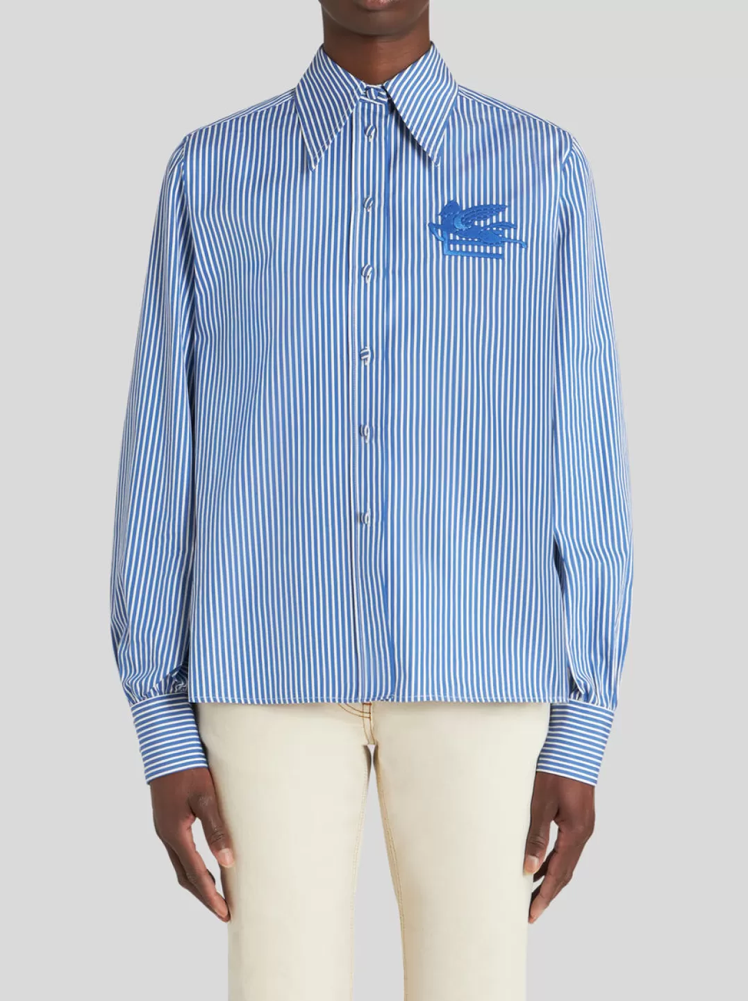 Store Striped Shirt With Logo | Women | Blue | Women Shirts and Blouses