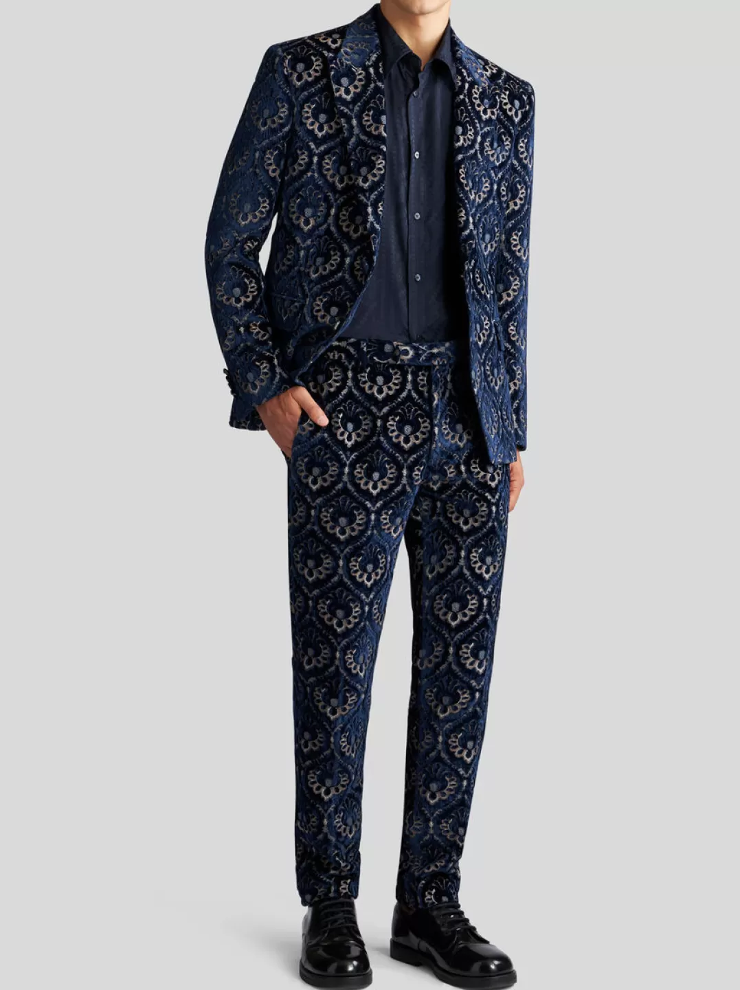 Discount VELVET JACQUARD SLIM-FIT TROUSERS | Trousers