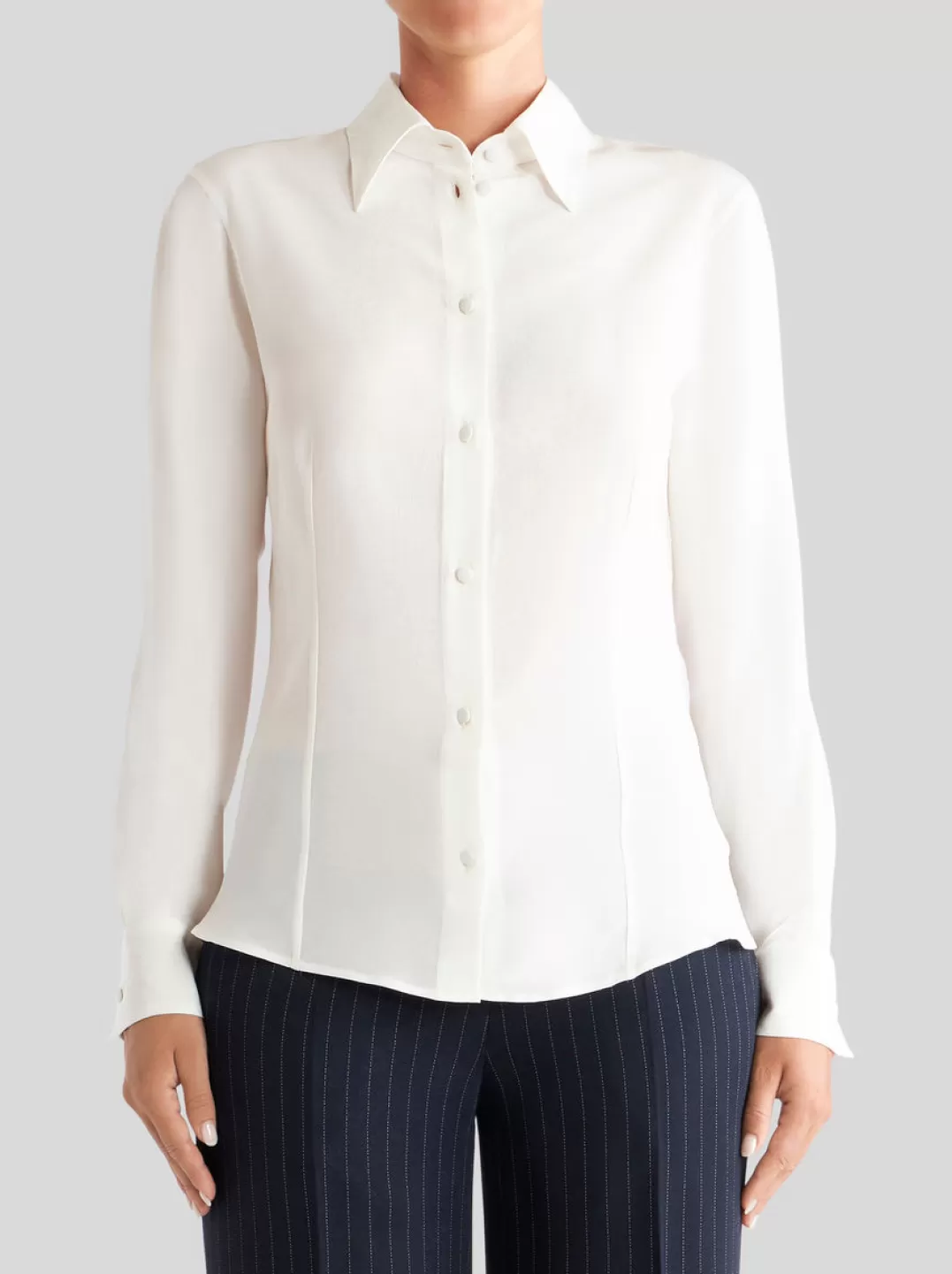 Hot White Silk Shirt With Tucks | Women | Women Shirts and Blouses