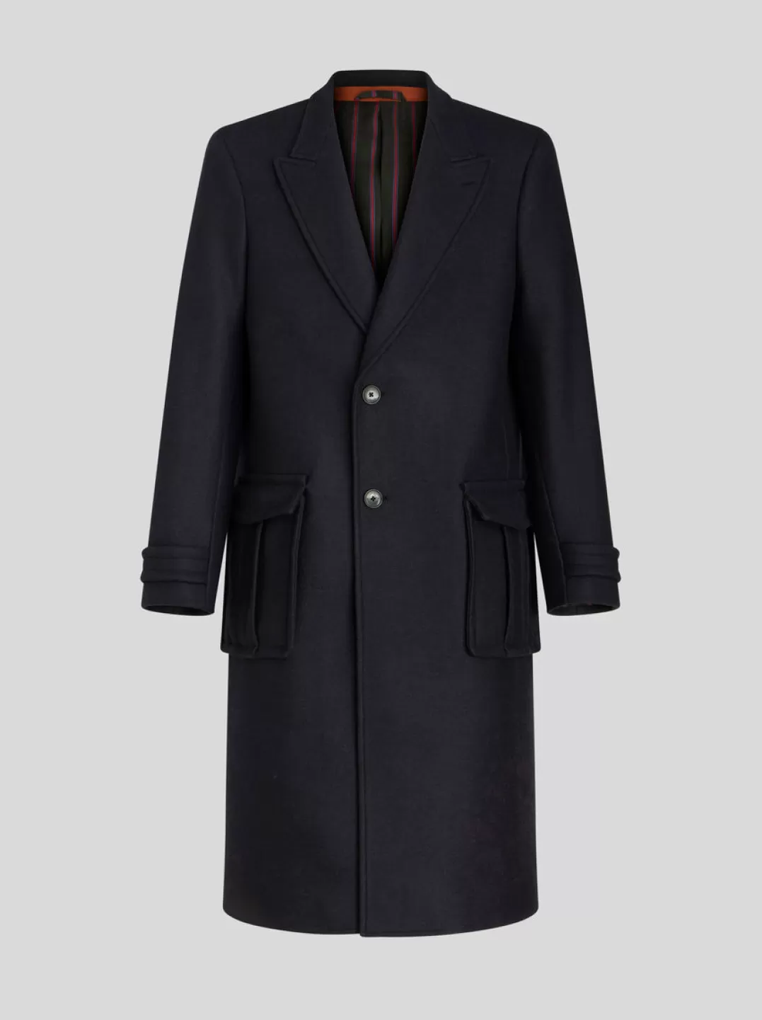 Online Wool And Cashmere Coat With Peak Lapel | Men | Blue | Coats and Outerwear