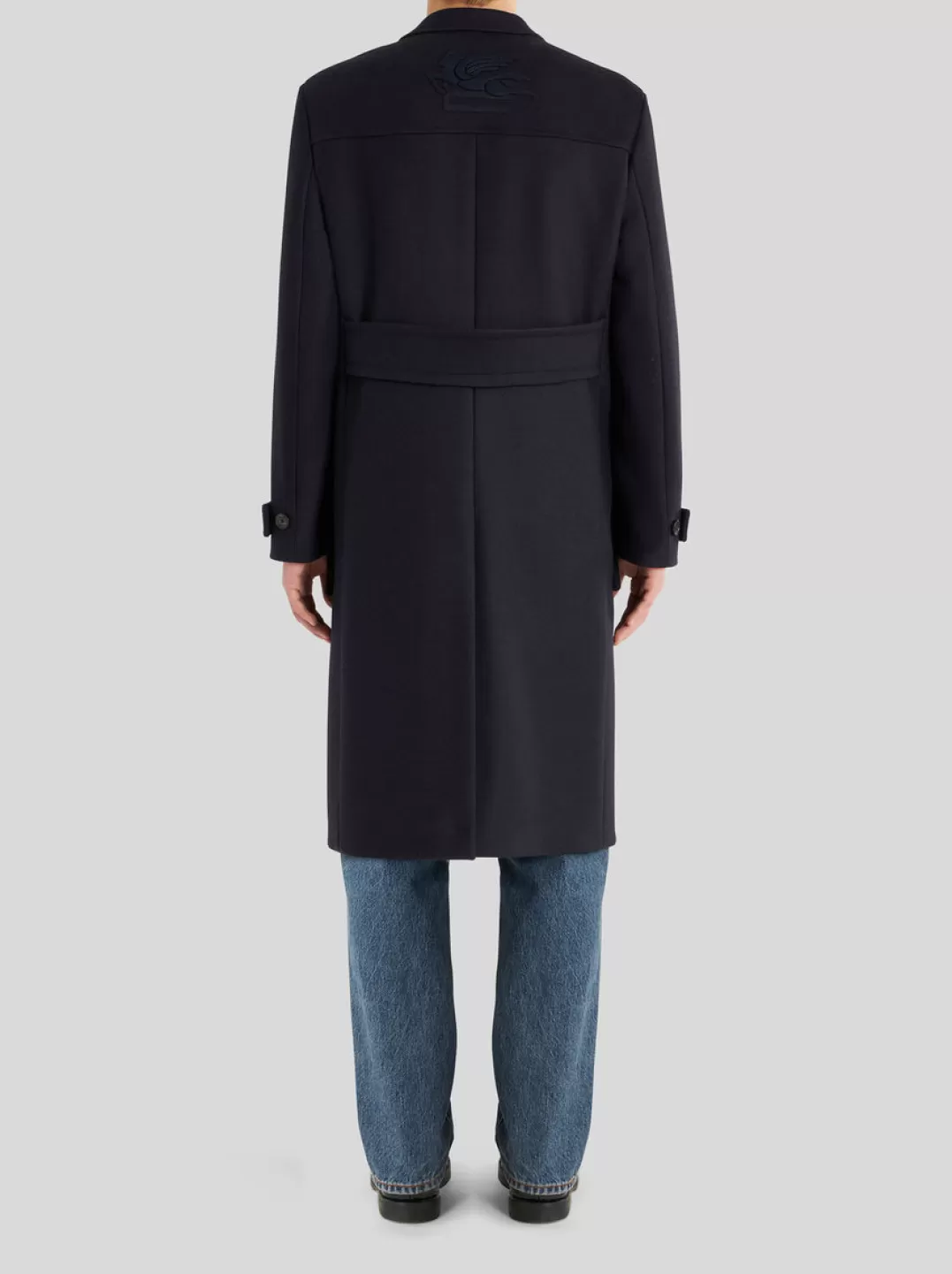 Online Wool And Cashmere Coat With Peak Lapel | Men | Blue | Coats and Outerwear